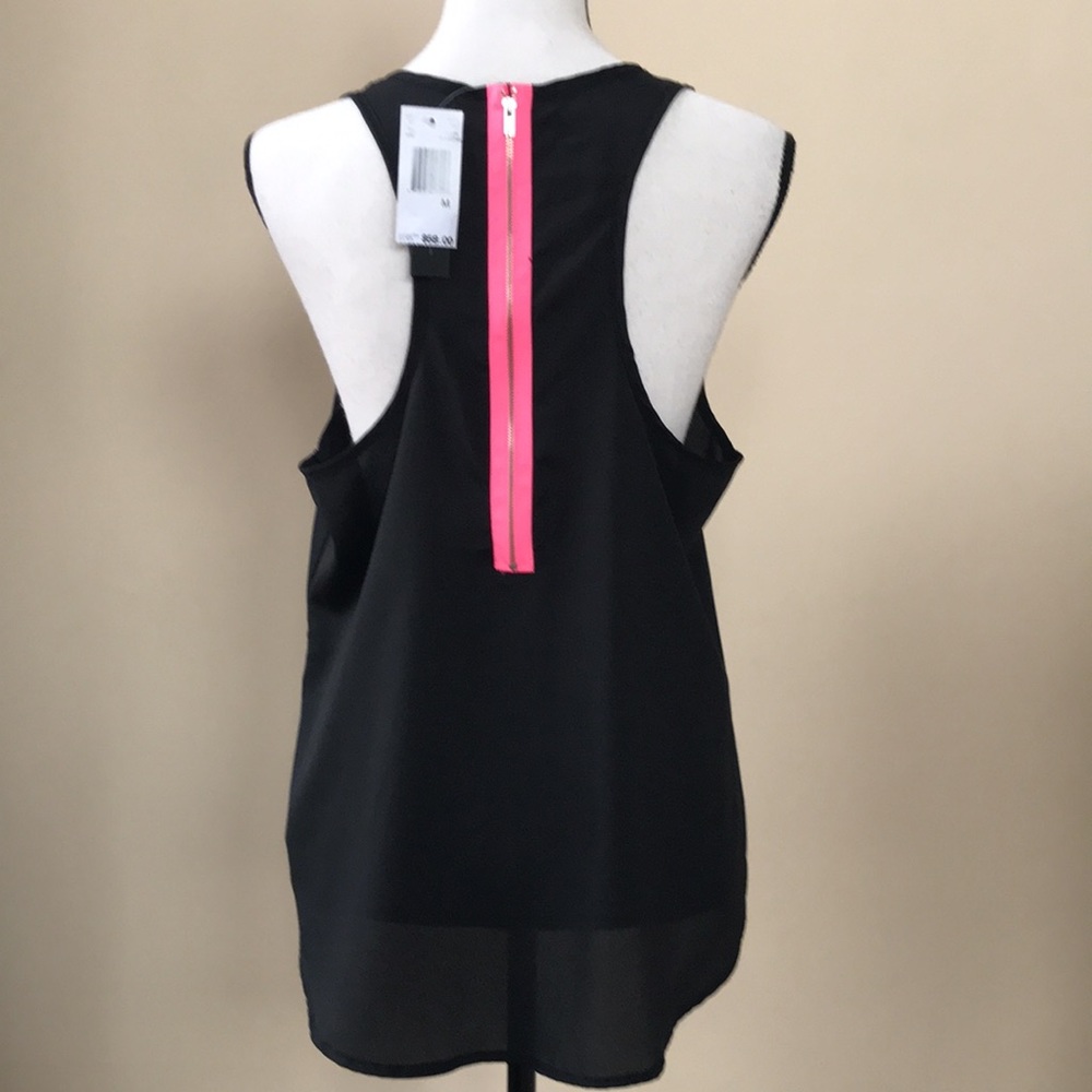 Cute Black Racerback Tank with Pink Zipper in Back - Picture 1 of 7